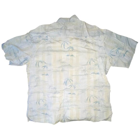 Kahala Hawaiian Islands Mens Button-Up Shirt L Rayon Cotton Linen Palm Tree Prin - Picture 2 of 5